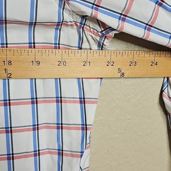 Banana Republic Grant Fit 120s Blue and Red Plaid Button Down Shirt Long Sleeve - Picture 6 of 7